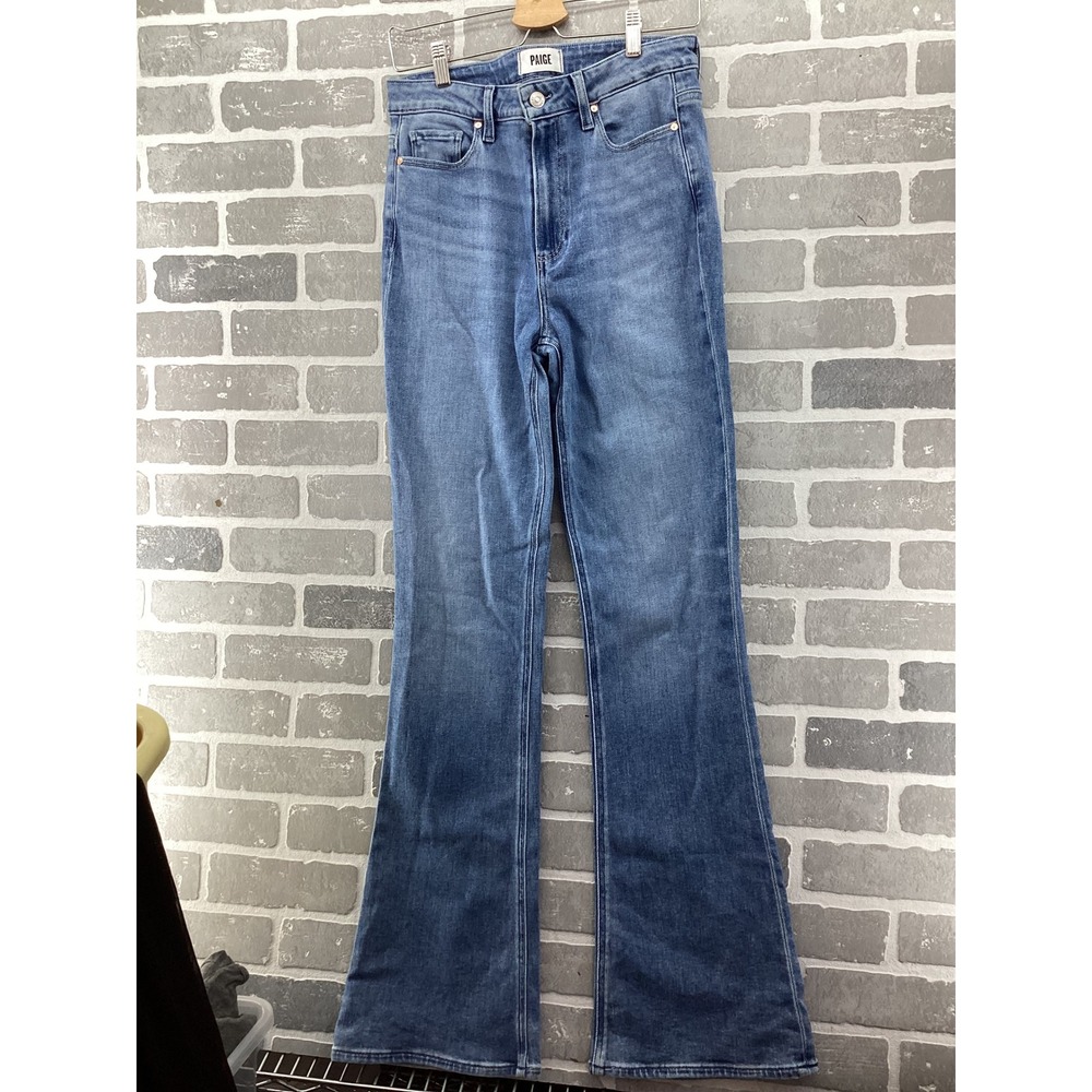 PAIGE Laurel Canyon High Rise Flare Jeans Blue Medium Wash Size 30 Womens